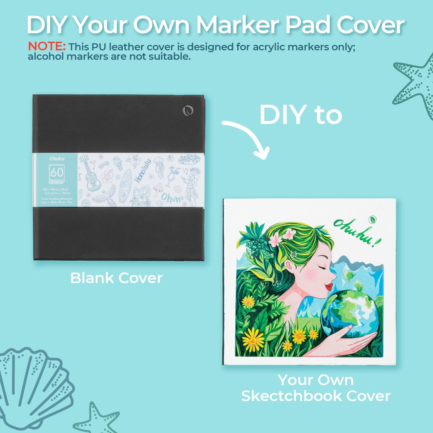 Bleedproof Double-Sided Marker Pad with PU Cover
