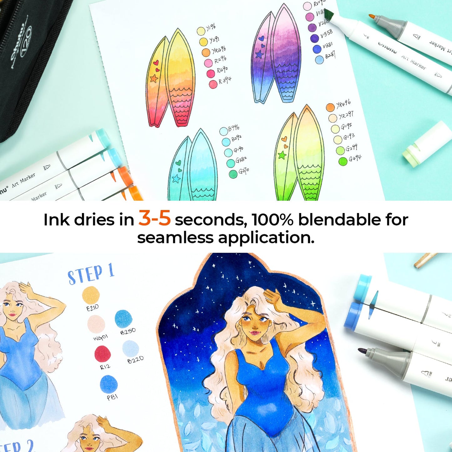 Bleedproof Double-Sided Marker Pad with PU Cover