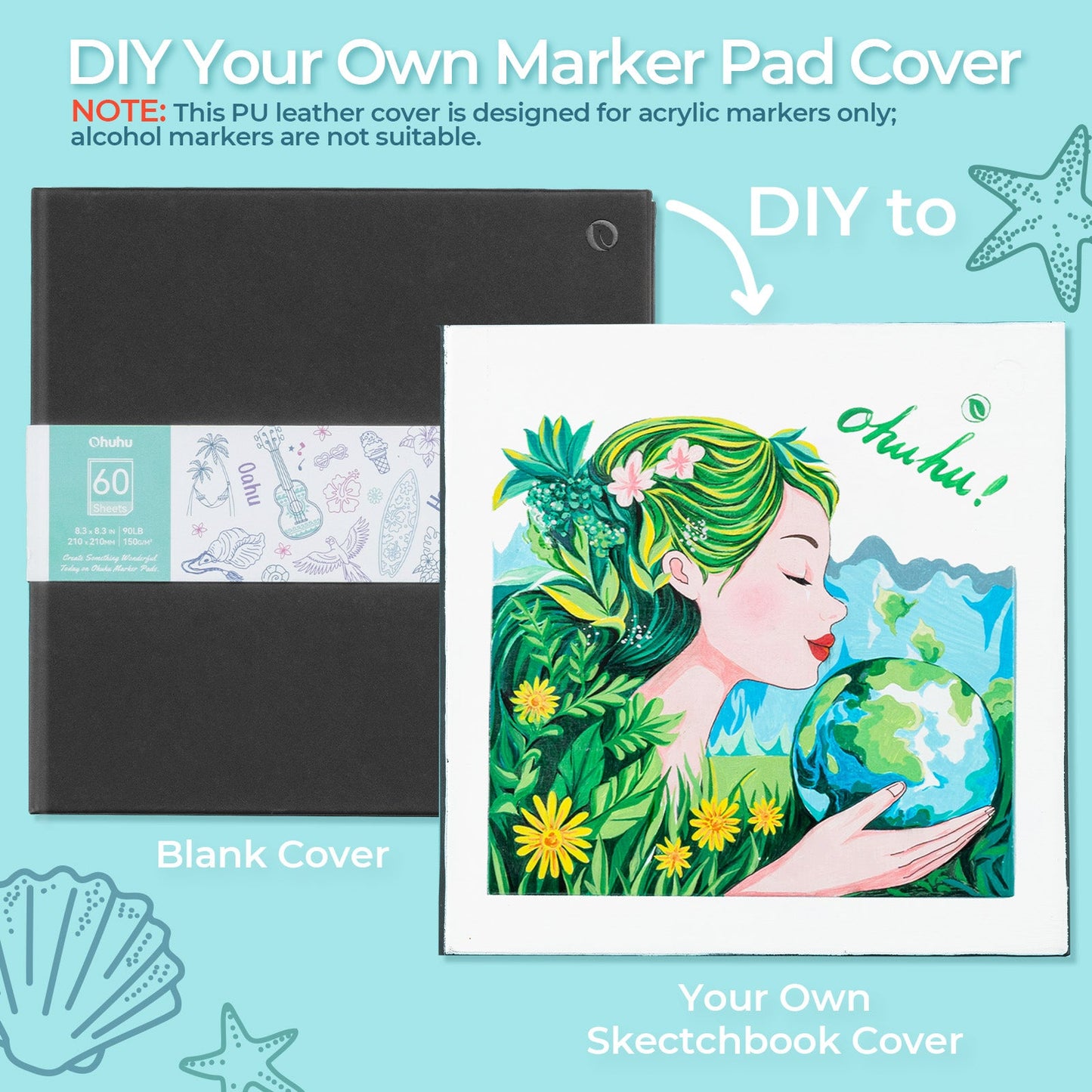 Bleedproof Double-Sided Marker Pad with PU Cover