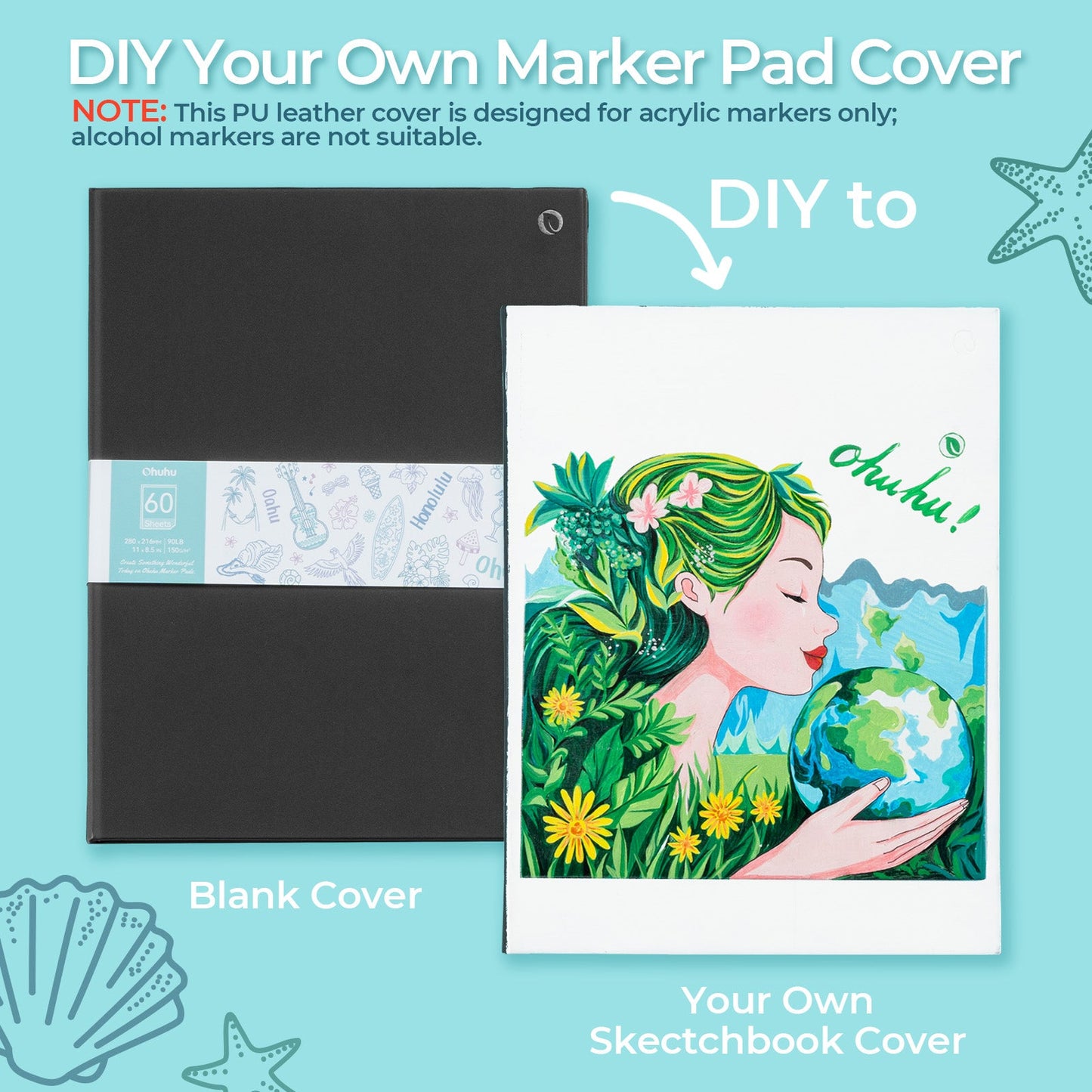 Bleedproof Double-Sided Marker Pad with PU Cover