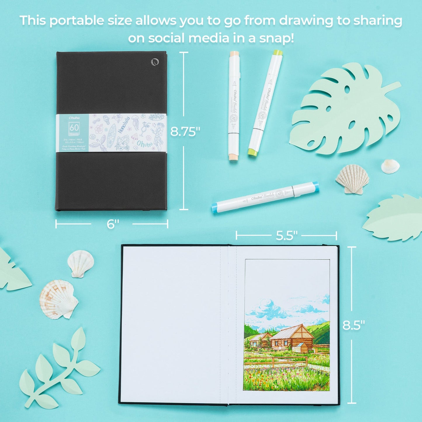 Bleedproof Double-Sided Marker Pad with PU Cover