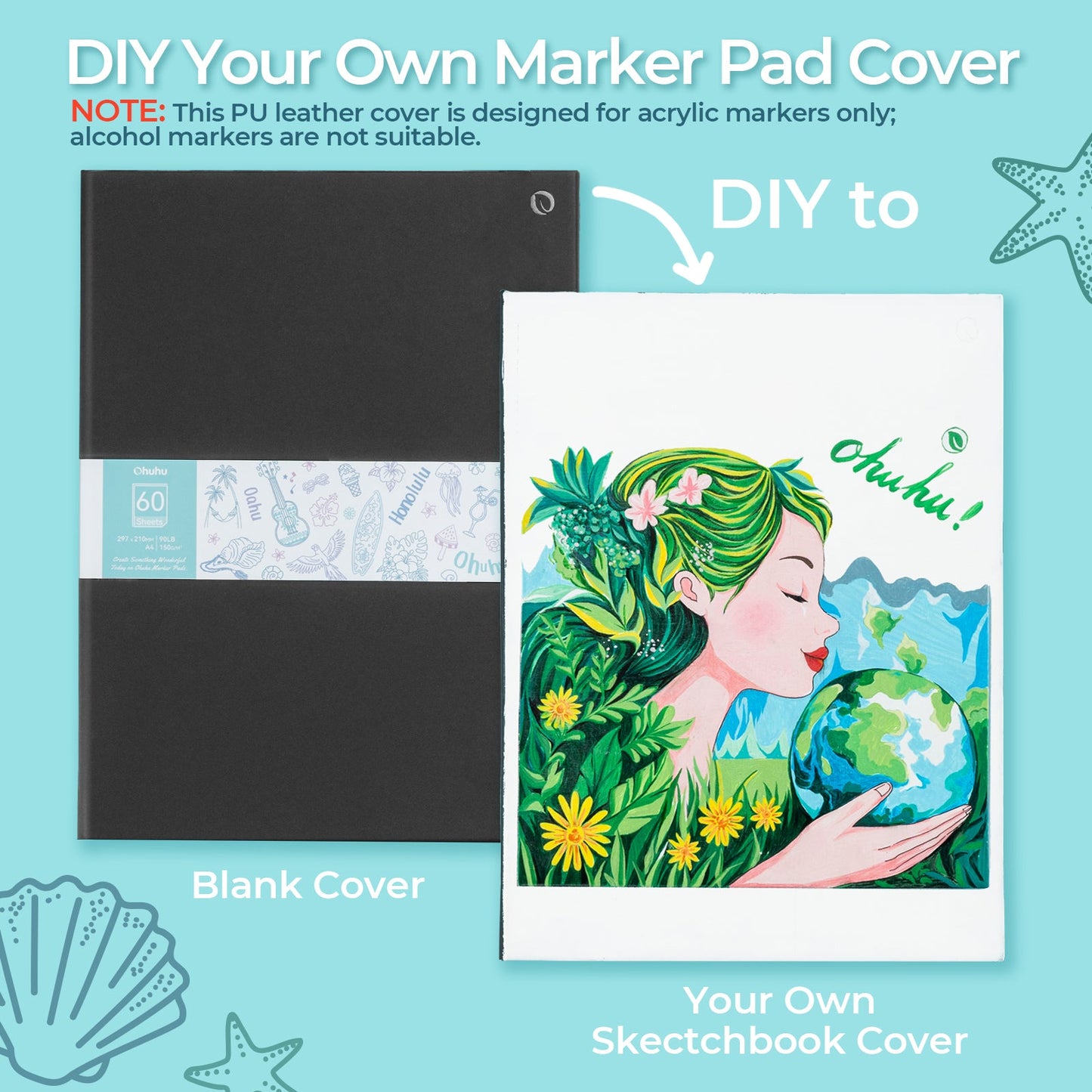 Bleedproof Double-Sided Marker Pad with PU Cover