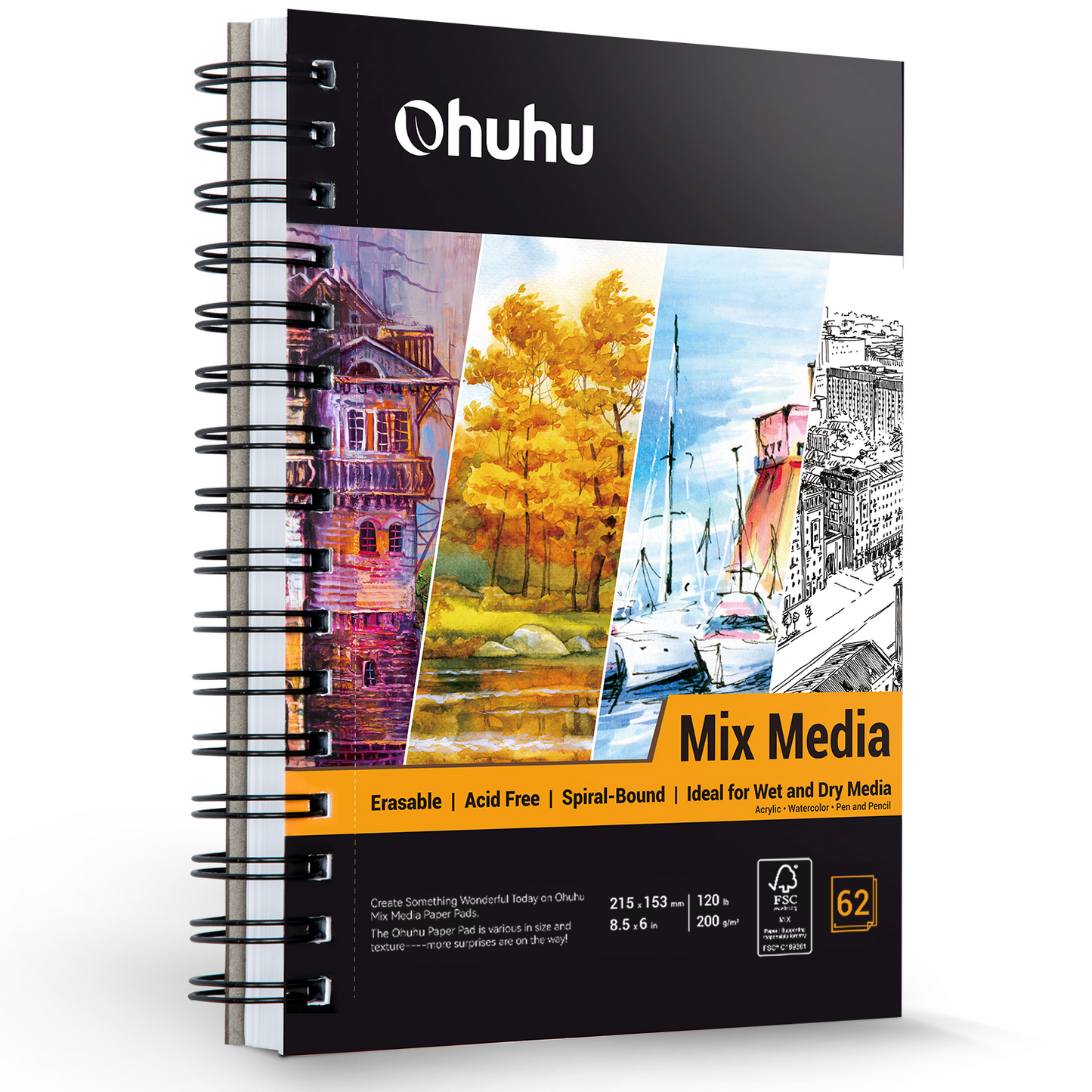 Spiral-Bound Mix Media Pad for Multiple Techniques