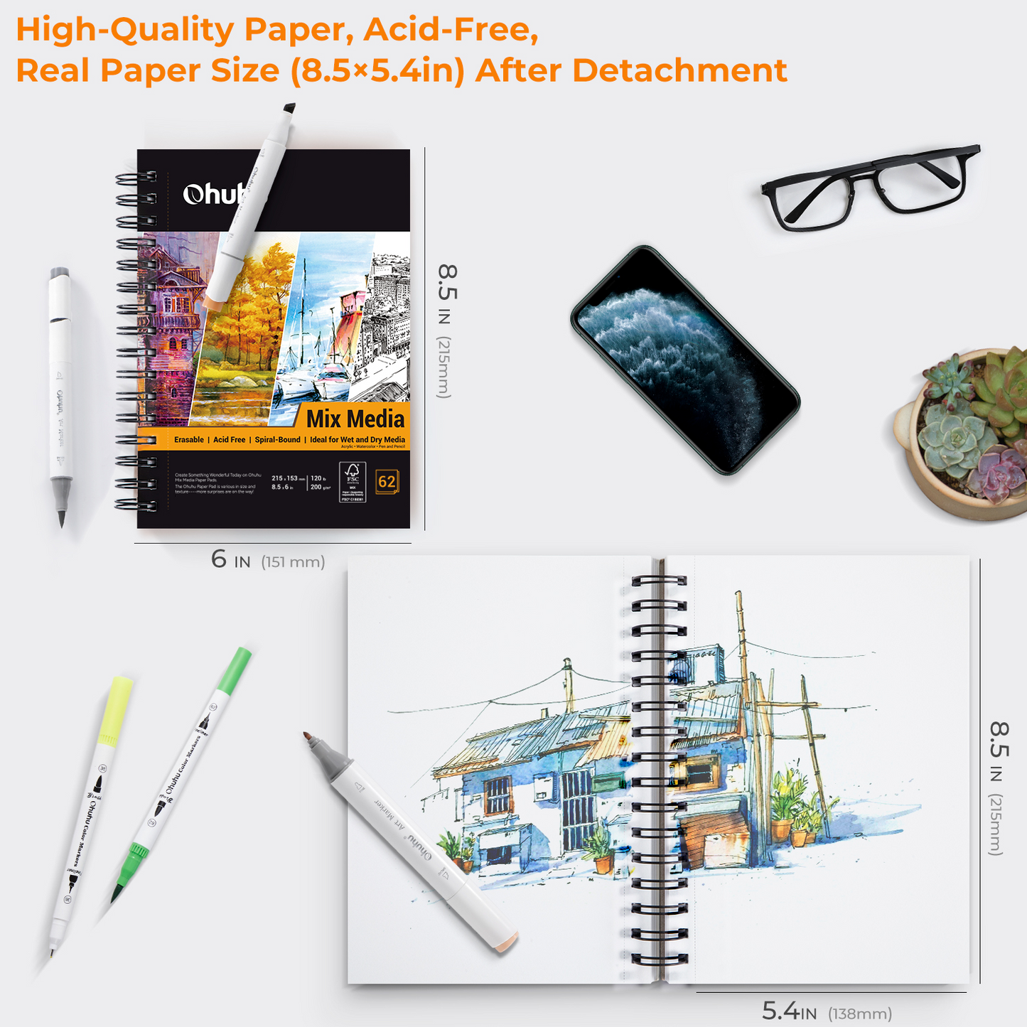 Spiral-Bound Mix Media Pad for Multiple Techniques