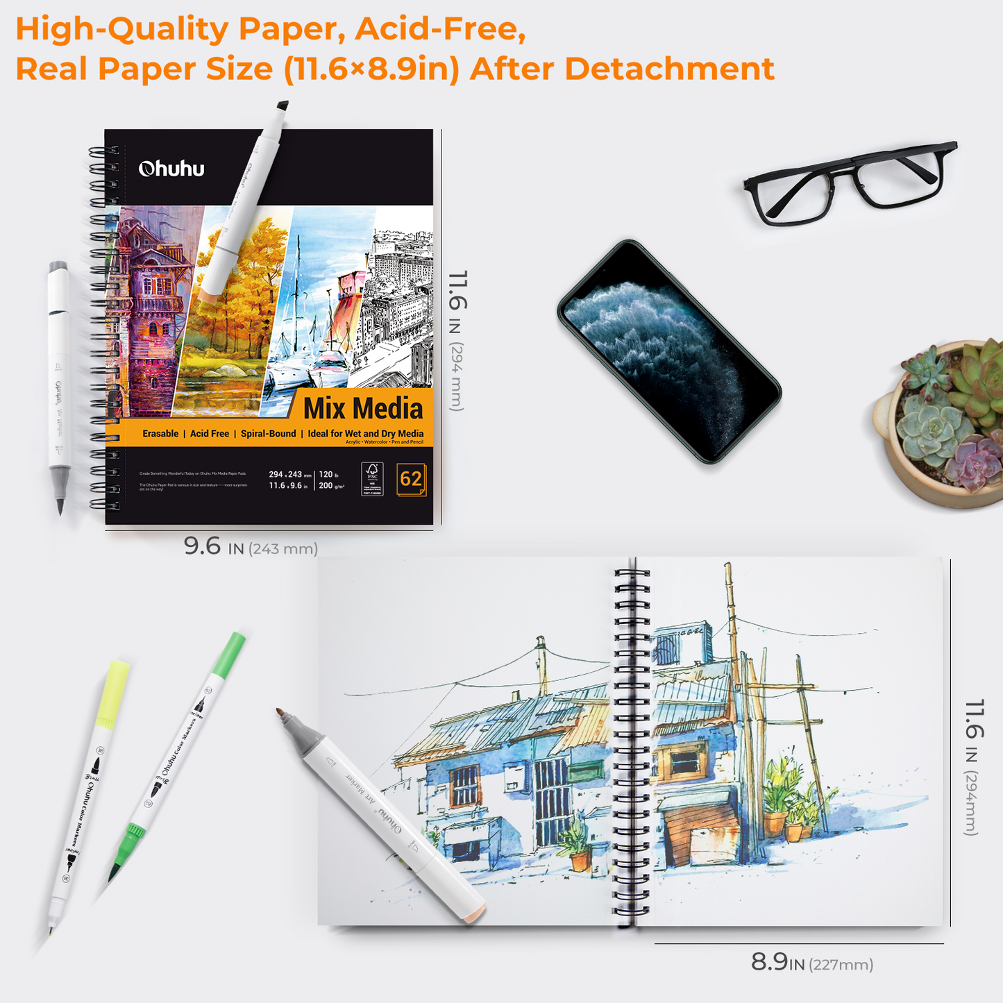 Spiral-Bound Mix Media Pad for Multiple Techniques