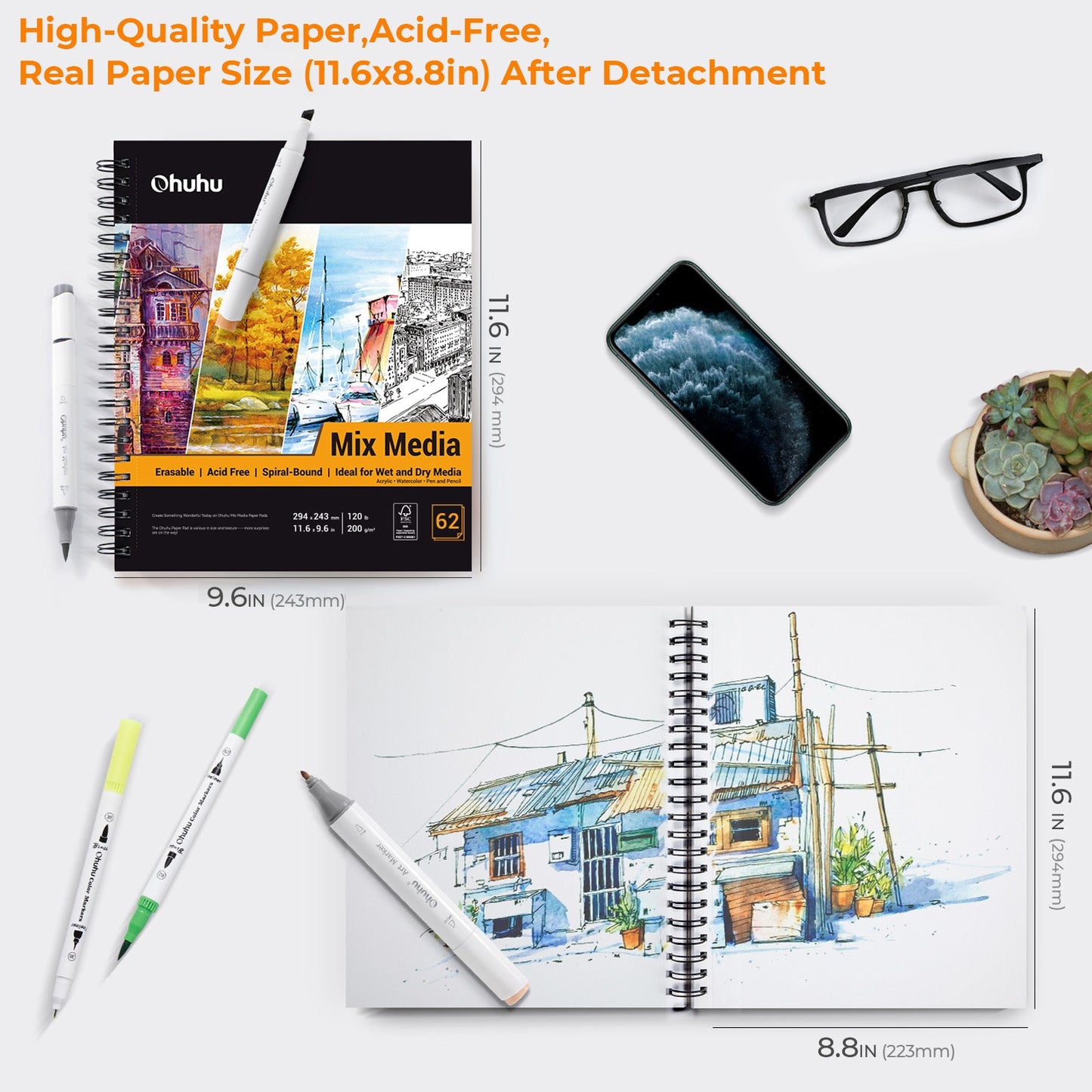 Spiral-Bound Mix Media Pad for Multiple Techniques