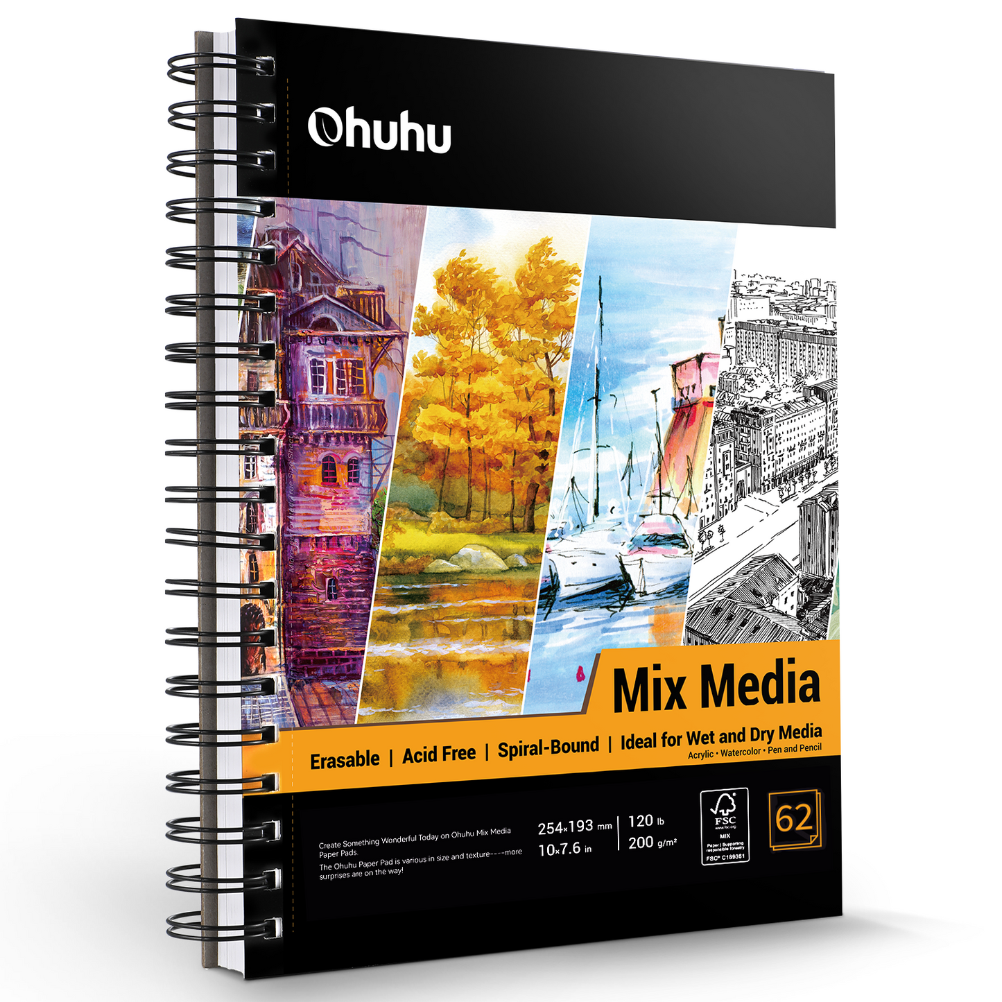 Spiral-Bound Mix Media Pad for Multiple Techniques