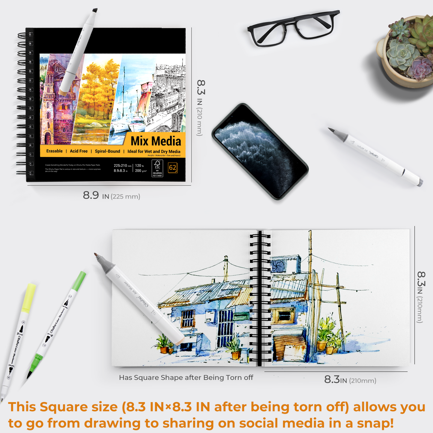 Spiral-Bound Mix Media Pad for Multiple Techniques